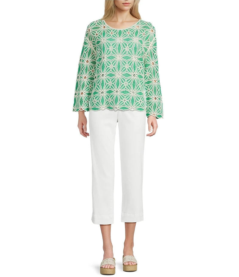 Nurture Petite Size Slub Stretch Denim High Rise Cropped Straight Leg Pants