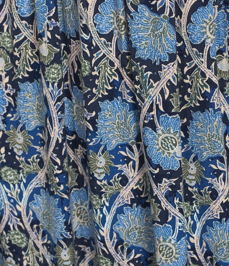 Nurture Petite Size Smocked Yoke Tassel V-Neck Long Sleeve Maxi Dress