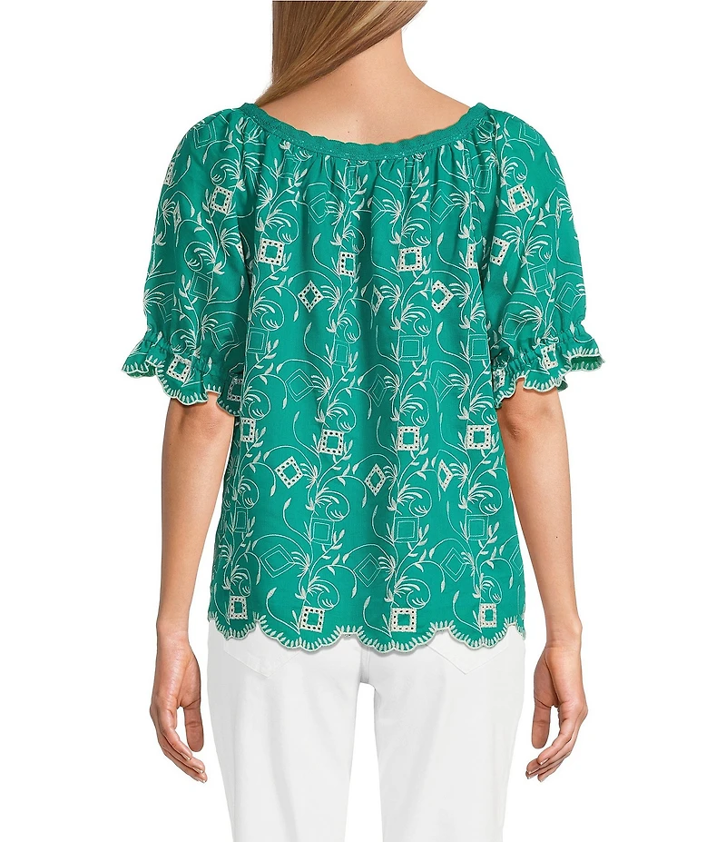 Nurture Petite Size Woven Square Neck Puff Short Sleeve Top