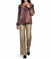 Nurture Pintuck Bracelet Sleeve Crew Neck Top