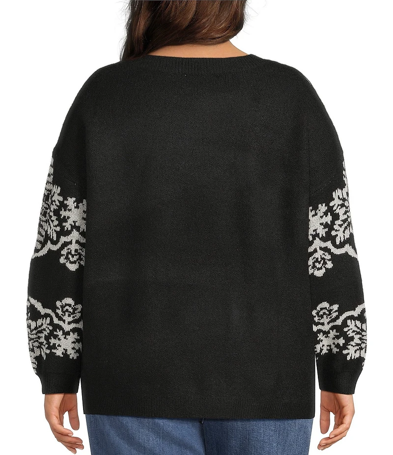 Nurture Plus Long Sleeve Crew Neck Black Snowflake Sweater