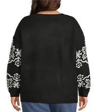 Nurture Plus Long Sleeve Crew Neck Black Snowflake Sweater