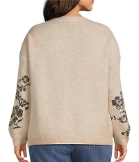 Nurture Plus Long Sleeve Crew Neck Oat Floral Sweater