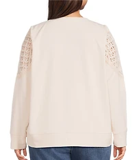 Nurture Plus Mixed Media Lace Crew Neck Long Sleeve Top