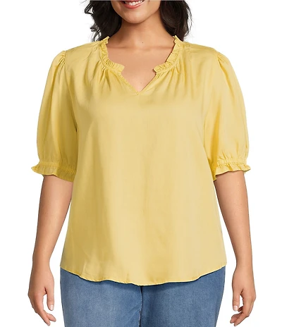 Nurture Plus Size Elbow Sleeve V-Neck Top