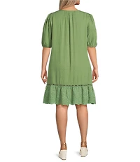Nurture Plus Size Elbow Sleeve V-Neck A-Line Dress