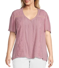 Nurture Plus Size Short Sleeve V-Neck Blouse