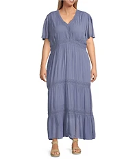 Nurture Plus Size Short Sleeve V-Neck Maxi Dress