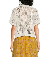 Nurture Short Dolman Sleeve Crochet Open Cardigan