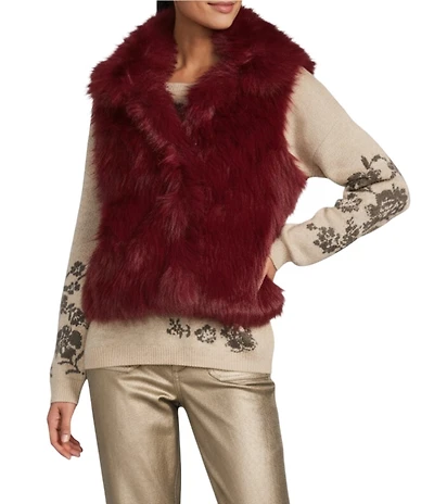 Nurture Sleeveless Faux Fur Snap Close Collared Vest