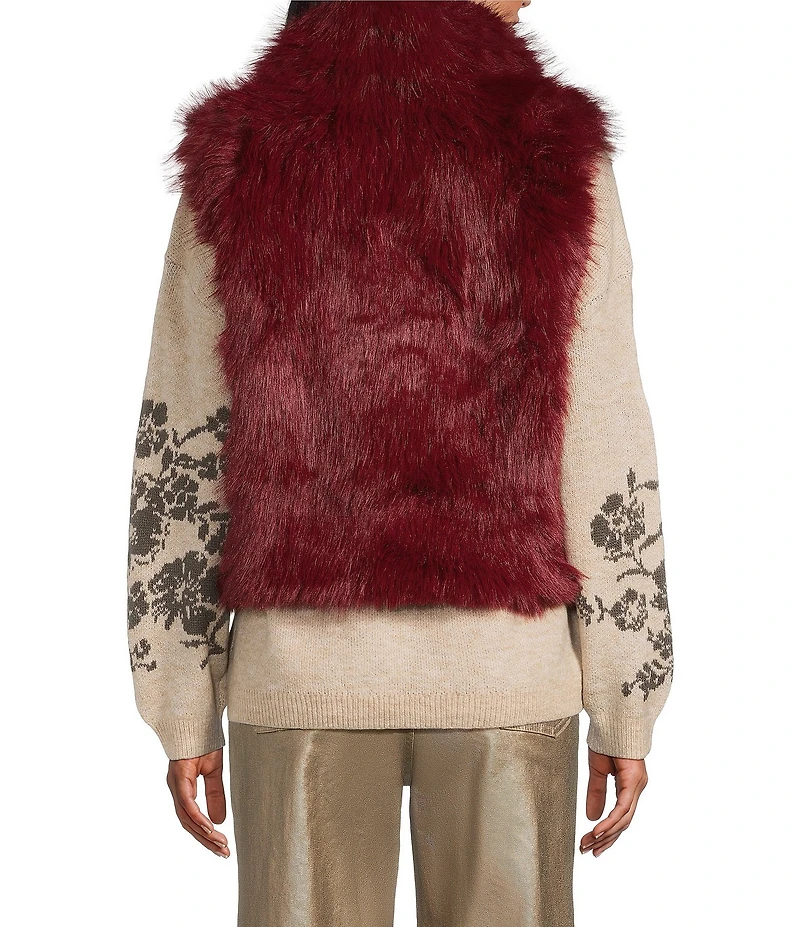 Nurture Sleeveless Faux Fur Snap Close Collared Vest