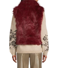 Nurture Sleeveless Faux Fur Snap Close Collared Vest