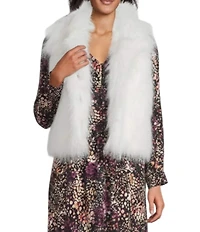 Nurture Sleeveless Faux Fur Snap Close Collared Vest