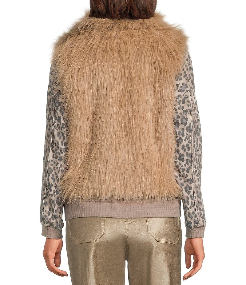 Nurture Sleeveless Faux Fur Snap Close Collared Vest