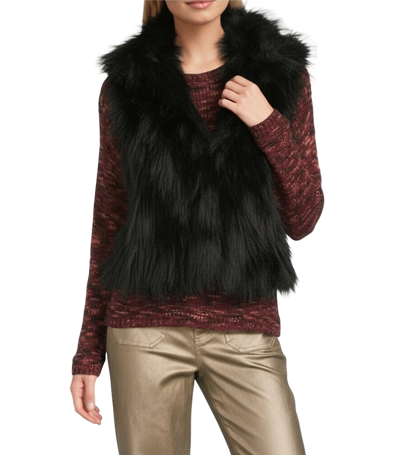 Nurture Sleeveless Faux Fur Snap Close Collared Vest