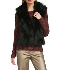 Nurture Sleeveless Faux Fur Snap Close Collared Vest