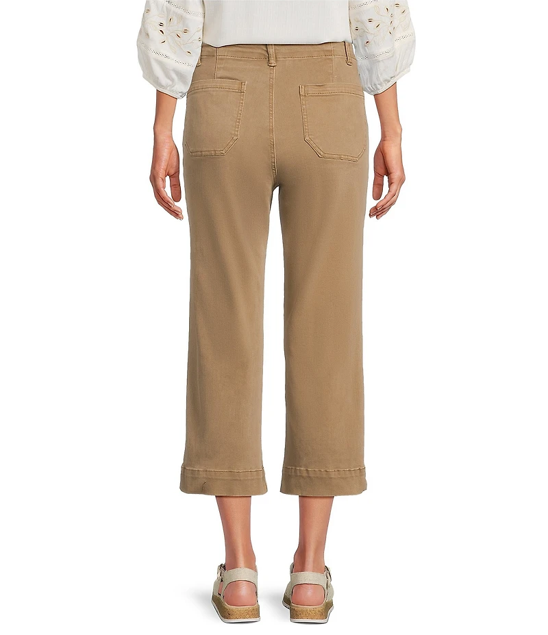 Nurture Slub Stretch Denim High Rise Cropped Straight Leg Pants