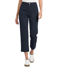 Nurture Slub Stretch Denim High Rise Cropped Straight Leg Pants