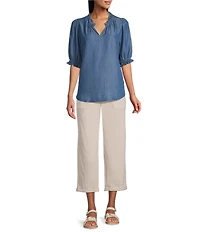 Nurture Stretch Linen Blend Cuffed Straight Leg Crop Pants