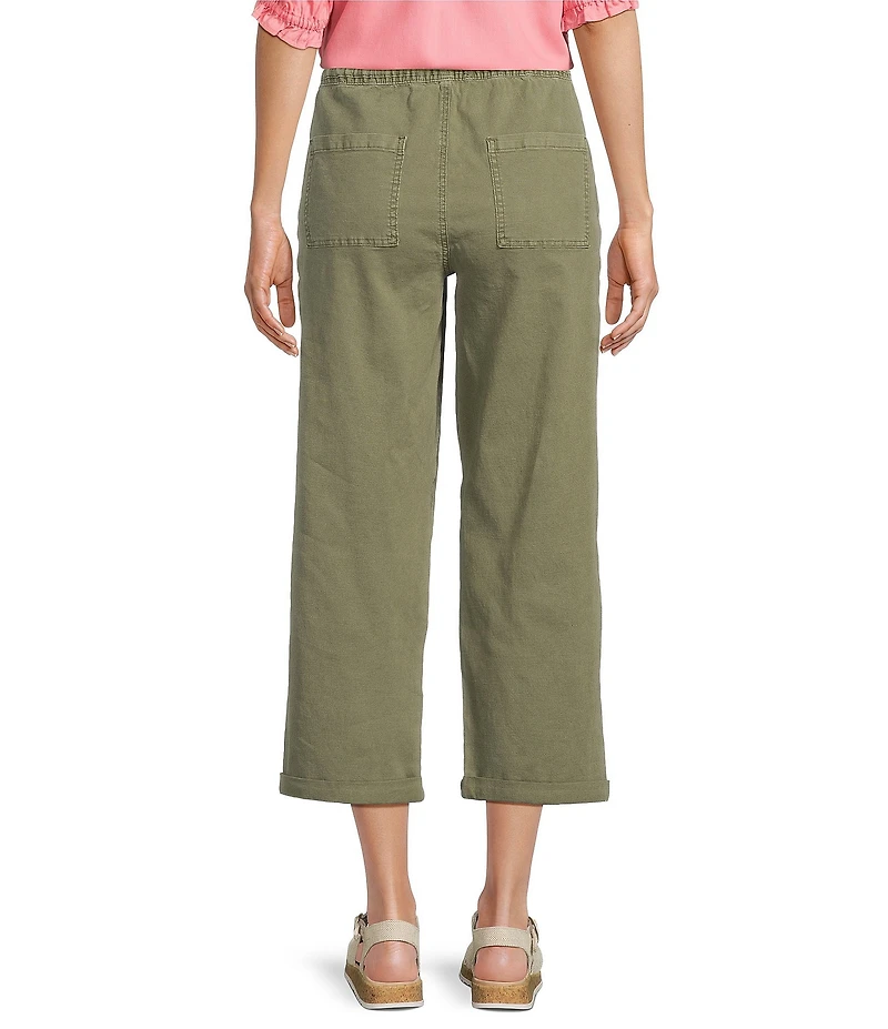 Nurture Stretch Linen Blend Cuffed Straight Leg Crop Pants