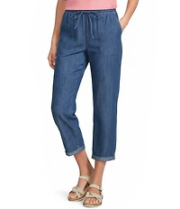Nurture Stretch Linen Blend Cuffed Straight Leg Crop Pants