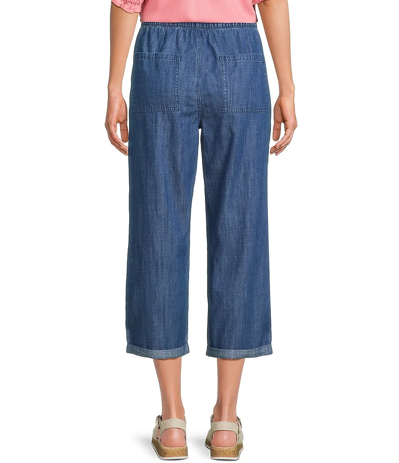 Nurture Stretch Linen Blend Cuffed Straight Leg Crop Pants