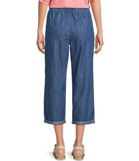 Nurture Stretch Linen Blend Cuffed Straight Leg Crop Pants