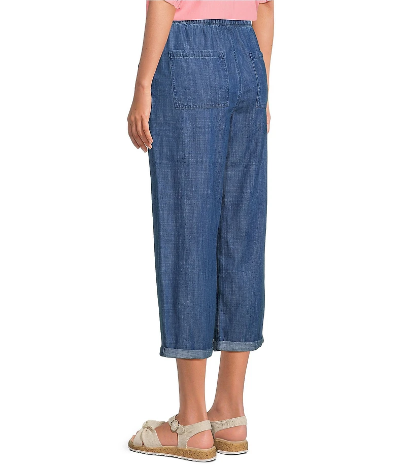 Nurture Stretch Linen Blend Cuffed Straight Leg Crop Pants