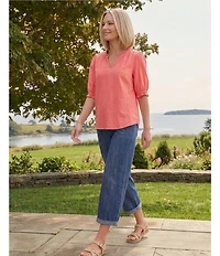 Nurture Stretch Linen Blend Cuffed Straight Leg Crop Pants