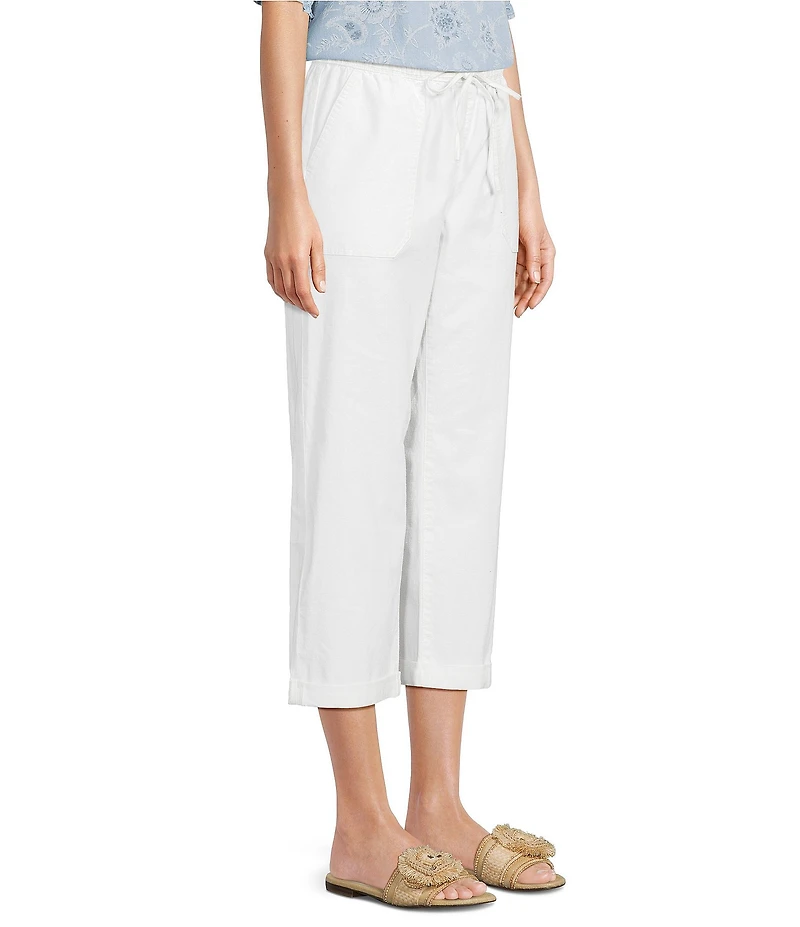 Nurture Stretch Linen Blend Cuffed Straight Leg Crop Pants