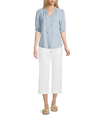 Nurture Stretch Linen Blend Cuffed Straight Leg Crop Pants