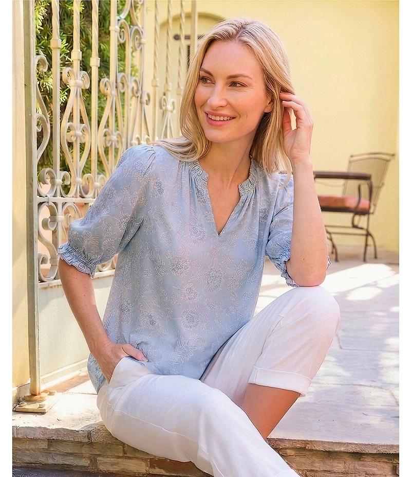 Nurture Stretch Linen Blend Cuffed Straight Leg Crop Pants