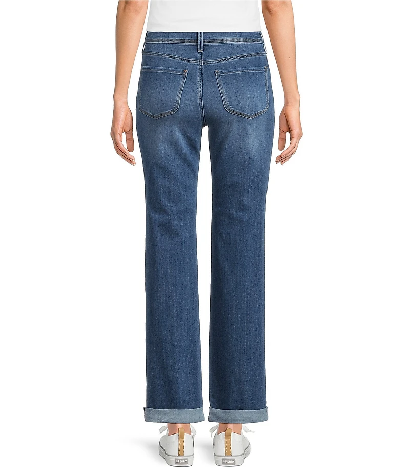 NYDJ Marilyn Denim High Rise Straight Leg Ankle Length Triple Stitching Jeans