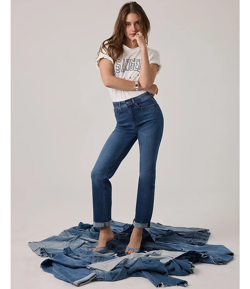 NYDJ Marilyn Denim High Rise Straight Leg Ankle Length Triple Stitching Jeans