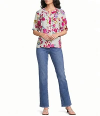 NYDJ Marilyn Stretch Denim Mid Rise Straight Leg Ankle Length Jeans