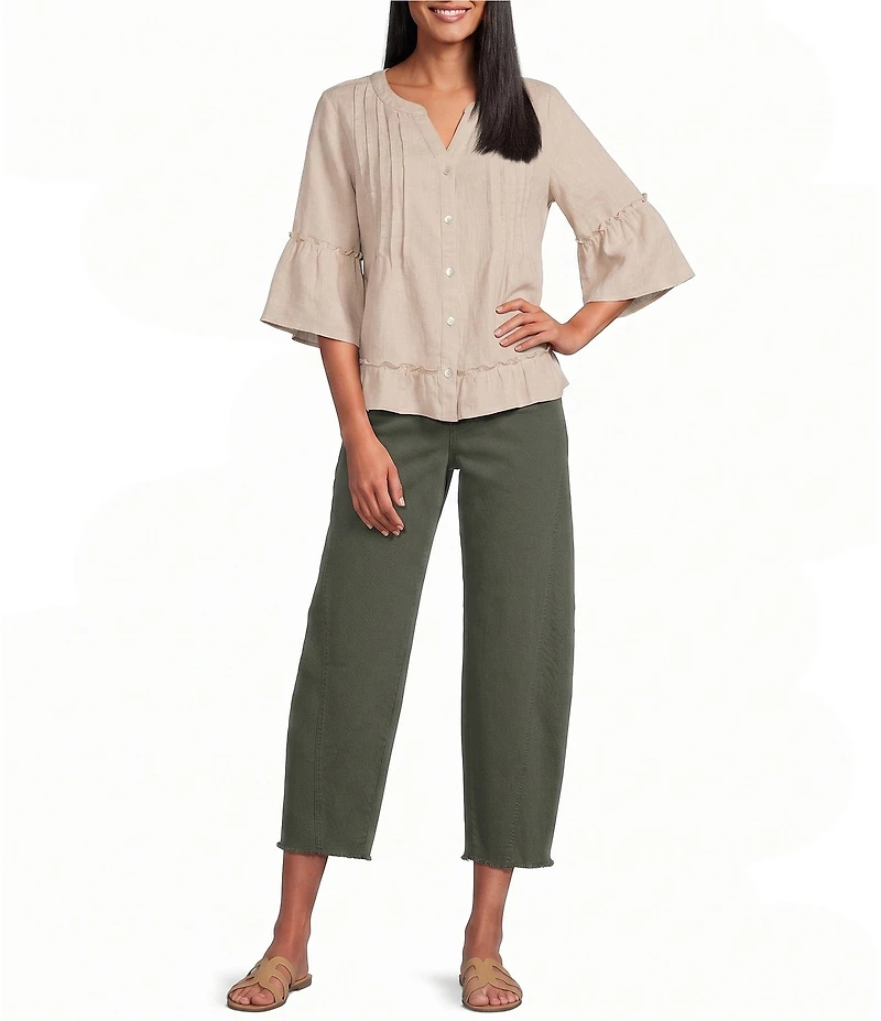 NYDJ Alyssa Denim High-Rise Wide Leg Crop Length Jeans