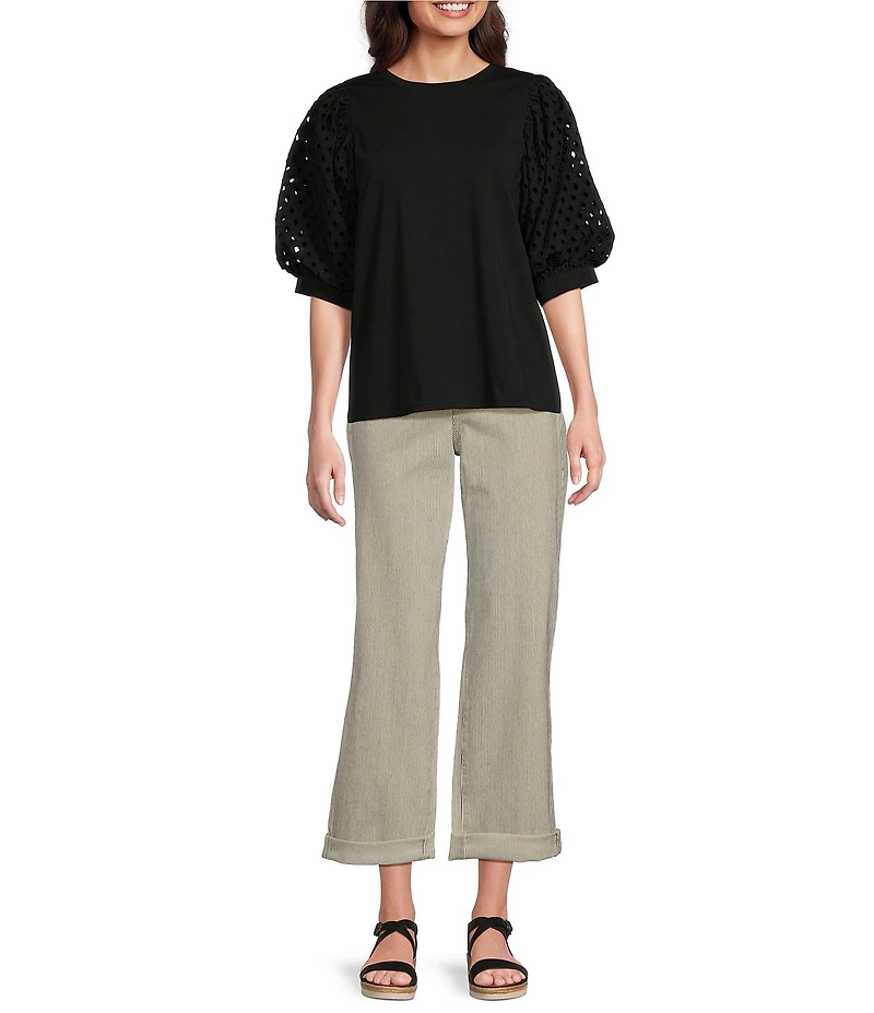 NYDJ Bailey Lift Tuck® Technology Stripe Print Straight Leg Capri Jeans