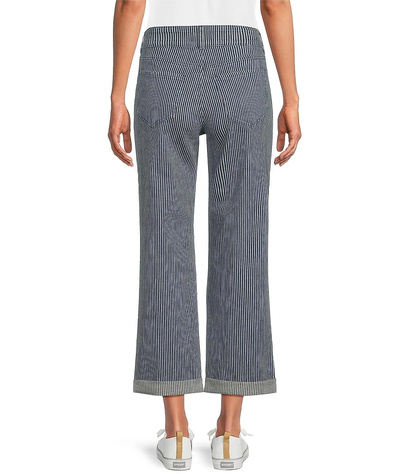 NYDJ Bailey Stripe Denim High Rise Straight Leg Crop Length Jeans