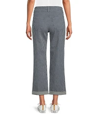 NYDJ Bailey Stripe Denim High Rise Straight Leg Crop Length Jeans