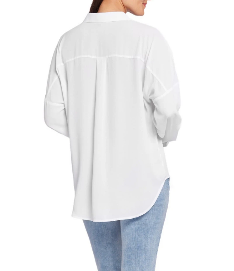 NYDJ Becky Collared Y-Neck Dolman Sleeve Georgette Blouse