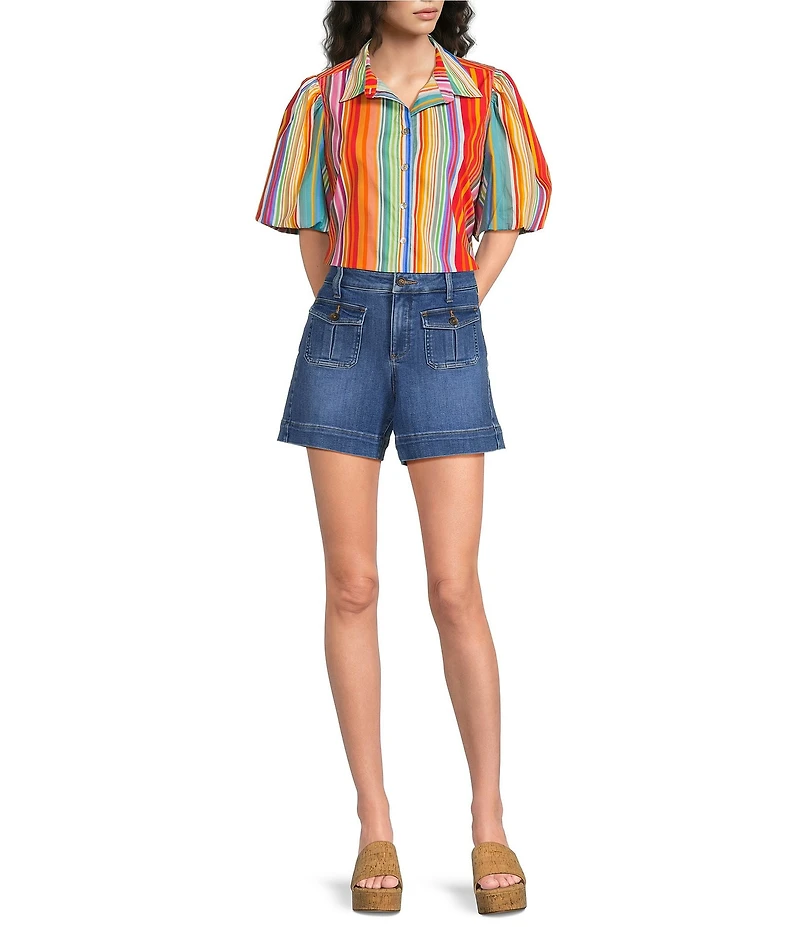 NYDJ Berkyn Stretch Denim Lift Tuck® Technology Button Flap Relaxed Shorts