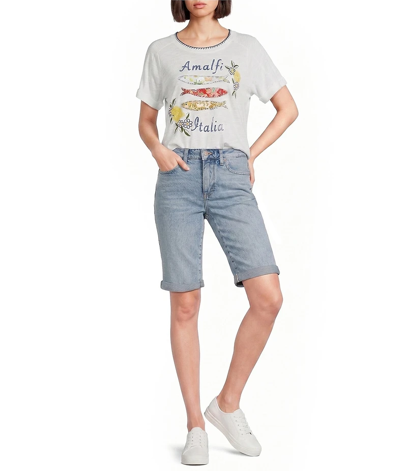NYDJ Briella Mid-Rise Denim Rolled Cuff Shorts