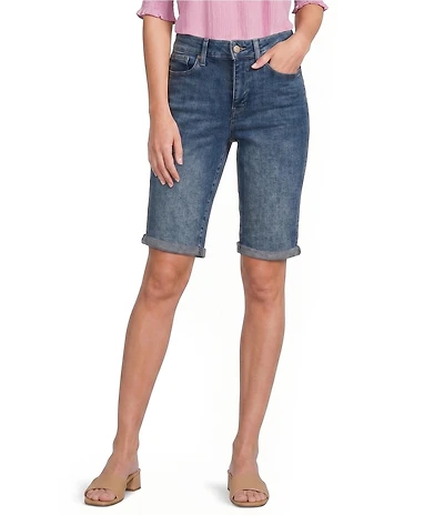 NYDJ Briella Mid-Rise Denim Rolled Cuff Shorts