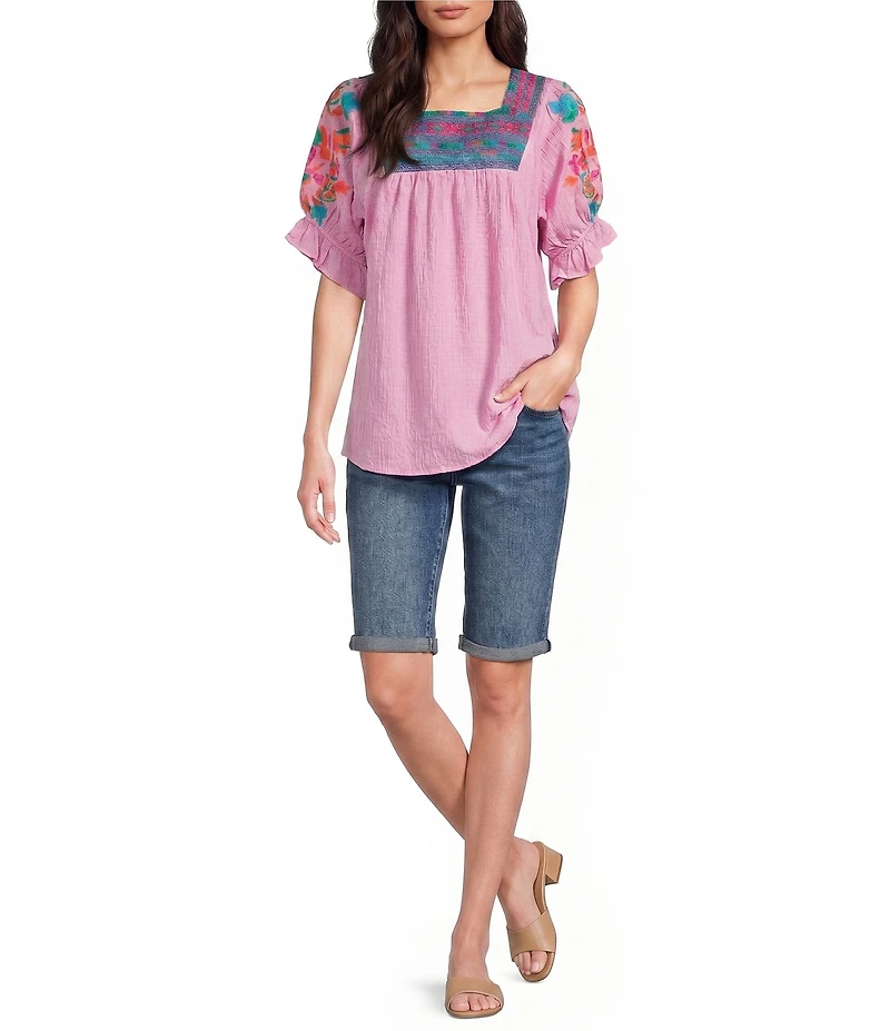 NYDJ Briella Mid-Rise Denim Rolled Cuff Shorts