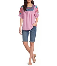 NYDJ Briella Mid-Rise Denim Rolled Cuff Shorts