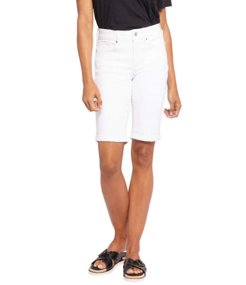 NYDJ Briella Rolled-Cuff Mid Rise Stretch Denim Bermuda Shorts