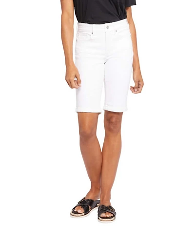 NYDJ Briella Rolled-Cuff Mid Rise Stretch Denim Bermuda Shorts
