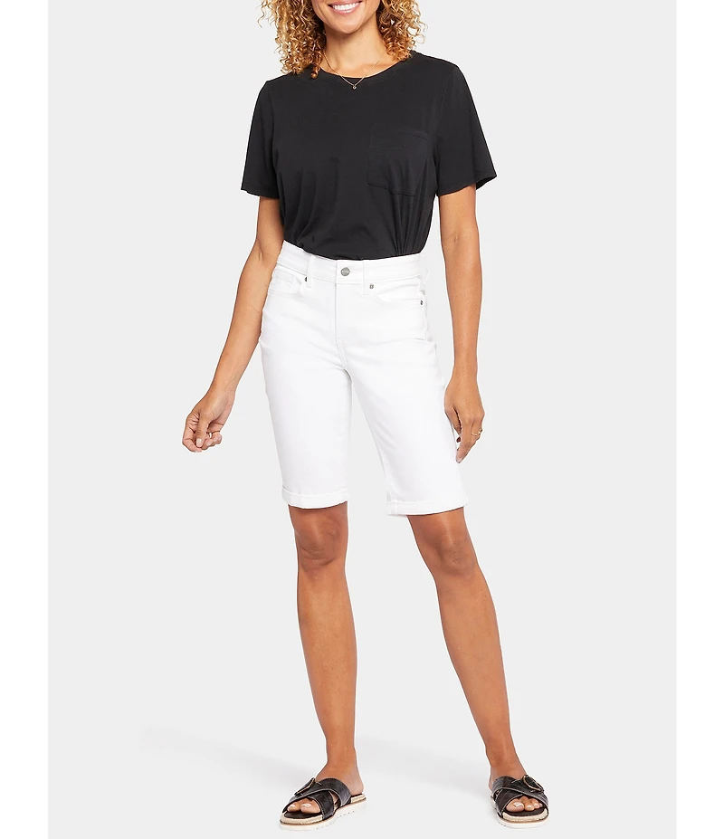 NYDJ Briella Rolled-Cuff Mid Rise Stretch Denim Bermuda Shorts