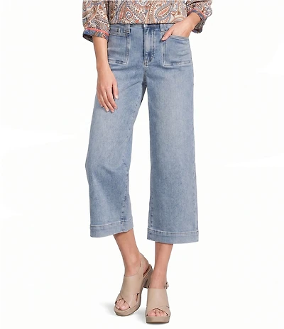 NYDJ Brigitte Stretch Denim High Rise Wide Leg Capri Length Jeans