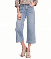 NYDJ Brigitte Stretch Denim High Rise Wide Leg Capri Length Jeans